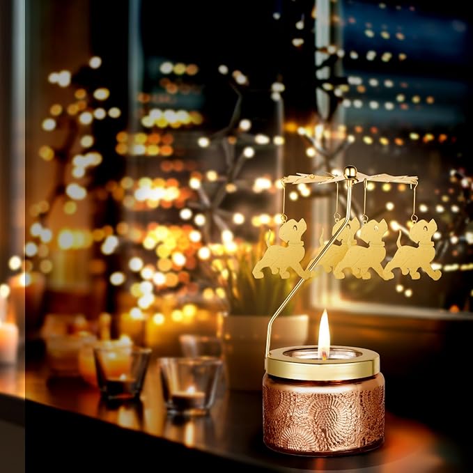 Candle Gifts for Women, Mom, Wife, Girlfriend, Sister, Her, Female Friends, Gifts for Women Birthday Unique, Mothers Day Gift, Anniversary Rotating Candles Gift for Woman (Dog)