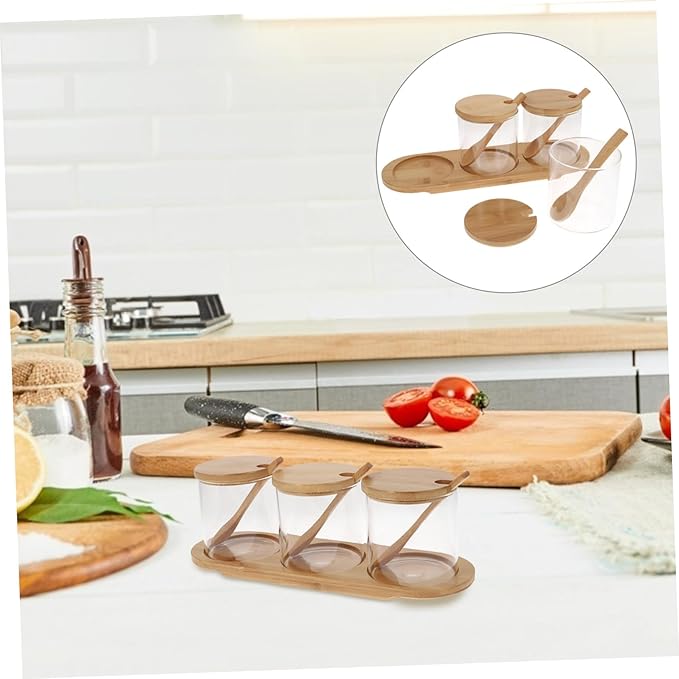 Condiment Containers Lids Glass Salt Jars Spice Containers for Kitchen Simple Practical Design