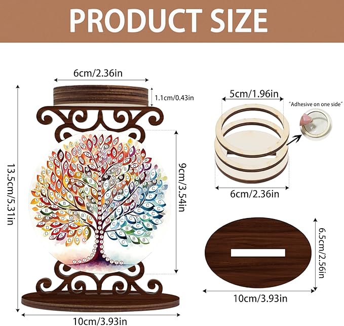 Diamond Art Painting Candlestick Holder kits, Colorful Tree DIY shaped crystal Diamond art painting, woodiness Candle holder for AromaRelax & Home Decor, Christmas Halloween Ornaments (Double-Sided)
