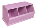 Badger Basket Stackable 3-Bin Storage Cubby - Modular Toy and Craft Organizer with Wide Mouth Bins, Expandable Design, Solid Panel Construction - Compatible with Other Units - Lilac