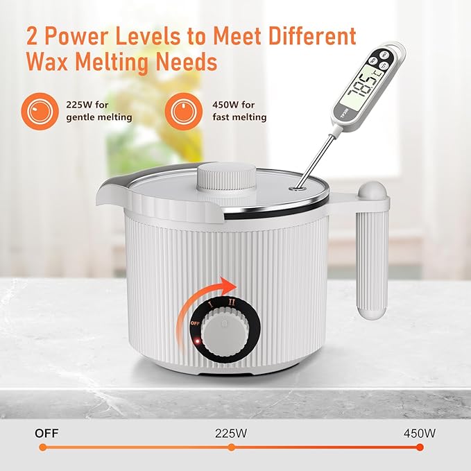 venpow Candle Wax Melter with Pour Spout, Candle Making Kit for Adult Beginners, 1.5L Large Capacity, for Making Candles and Soaps, Kit Includes Wax Melting Pot and Stirring Spoon - Grey
