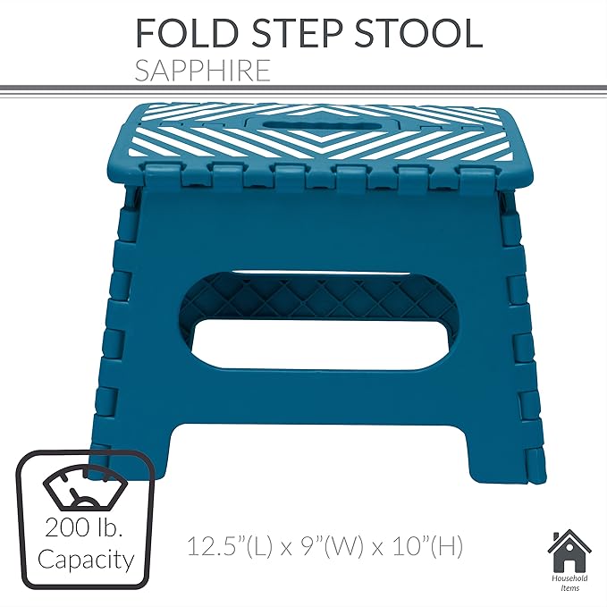 Simplify Folding Step Stool-Lightweight, Sturdy and Safe, Carrying Handle, Easy to Open, for Kitchen, Bathroom, Bedroom, Kids or Adults