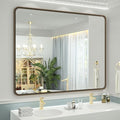 OKPAL 48x40 Bronze Bathroom Mirror, Bathroom Framed Mirrors for Wall, Rounded Rectangle Bronze Mirror for Vanity, Farmhouse, Bedroom, Anti-Rust (Horizontal/Vertical)