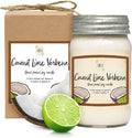 Aira Soy Candles - Organic, Kosher, Vegan, in Mason Jar w/Therapeutic Grade Essential Oil Blends - Hand-Poured 100% Soy Candle Wax - Paraffin Free, Burns 110+ Hours - Coconut Lime Verbena - 16 Ounces