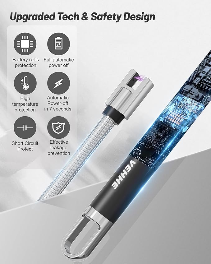 VEHHE Candle Lighter, Electric Rechargeable Arc Lighter with LED Battery Display Long Flexible Neck USB Lighters for Light Candles Gas Stoves Camping Barbecue
