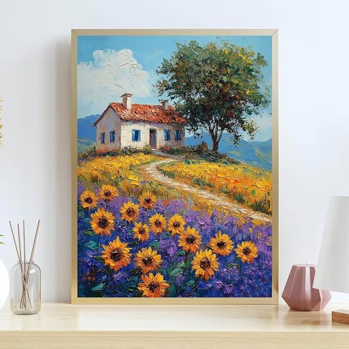 Diamond Painting Kits for Adults Sunflower Diamond Painting Kits Landscape 5D Full Square Drill Crystal Crafts for Adults DIY Art Kit for Beginner, Home Wall Art, Gifts for Women 20x32in G-J74257