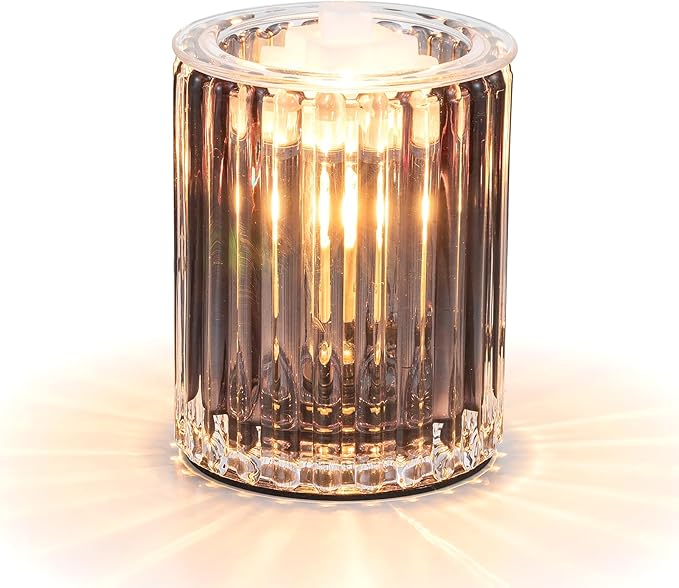 Candeldo Wax Melt Warmer with Timer: Wax Melter for Scented Candle Electric Glass Candle Burner with 2 Light Bulbs Housewarming New Home Decor for Women