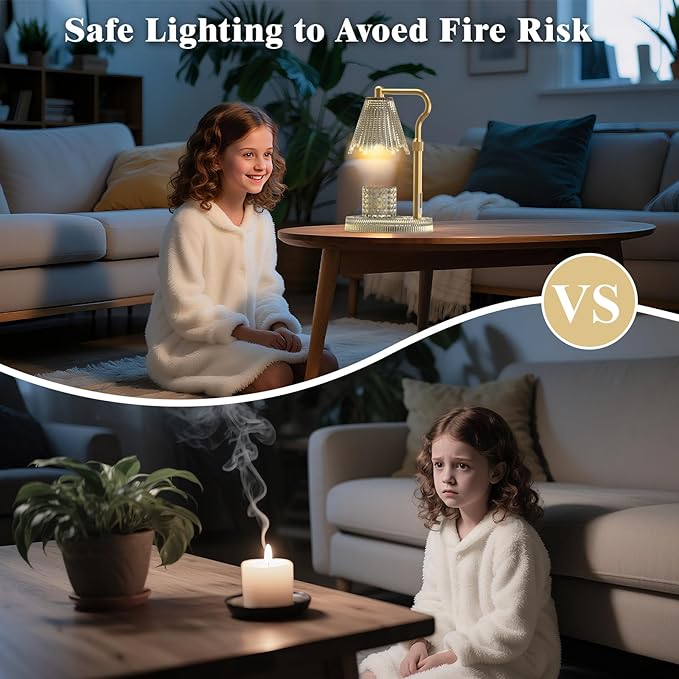Candle Warmer Lamp with Timer & Dimmable 4-Level Brightness - Adjustable Height,for New Home Bedroom, Gifts for Women (Clear)