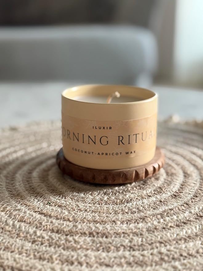 Morning Ritual Scented Candle – Palo Santo & Sandalwood Soy Candle for Meditation & Yoga – Earthy Moss Luxury Candle – Vegan, Phthalate-Free, Clean Burn – 5 oz, Made in USA