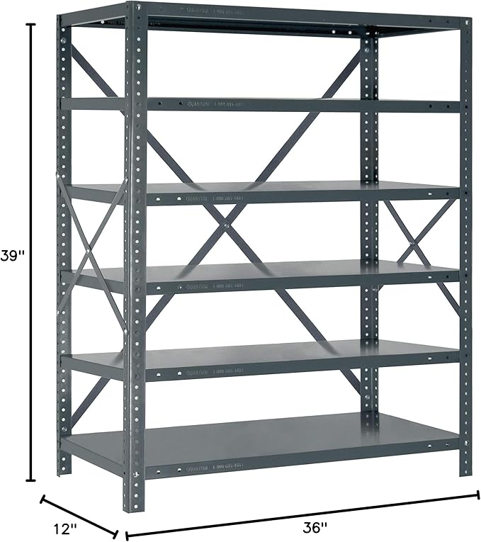 Quantum Storage Systems 39-1236-6 IRONMAN Solid Heavy Duty 6 Shelves 39" H x 36" W x 12" D