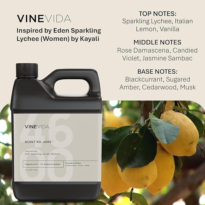 VINEVIDA [32oz] Eden Sparkling Lychee (Women) Fragrance Oil for Candle Making - Natural Candle Oil Scents - Soap Making Essential Oil - Made in USA