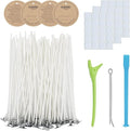 CandMak Candle Wick Kit - 60 Cotton Wicks with Candle Making Tools (Thin 4"+6"+8")