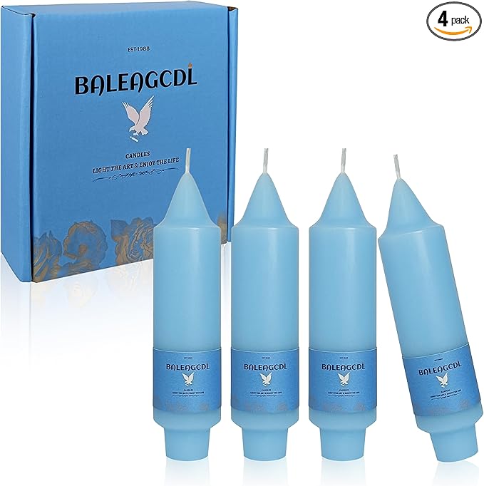 Handmade Unscented Twisted Blue Taper Candles Long Burning Smooth Flame Smokeless Elegant Candlesticks 5 Inch for Home Décor Weddings