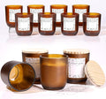 LETINE 12PCS Matte Amber Glass Candle Jars 8oz with Lids - Multi-Purpose Frosted Candle Containers for DIY Candle Making, Herb Storage, Sugar Scrubs, Perfect for Bridesmaids Gifts & Wedding Favor
