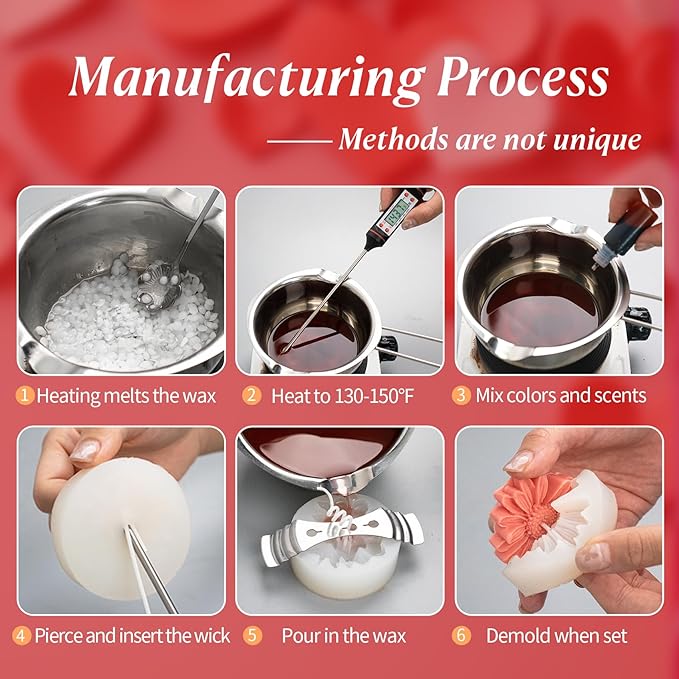 MGLIFEUL 2Pcs Flower Daisy Valentine Silicone Candle Making molds Silicone Flower Shapes Candle Wax Mold for Candles Making florally moldes de silicona para velas molde para velas de silicona
