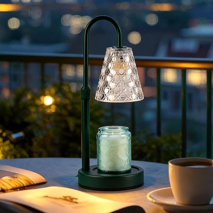 Candle Warmer Lamp Green with Timer Dimmable, Birthday Gifts for Women Mom, House Warming Gifts New Home Decor, Wax Melt Warmer for Jar Candles with 2 Bulbs