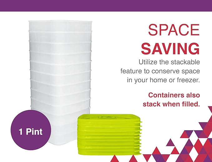 Arrow Reusable Plastic Storage Container Set, 10 Pack, 1 Pint/16 Ounce Each – Food, Meal Prep, Leftovers – Freeze, Store, Reheat - Clear Container Set With Lids – BPA-Free, Dishwasher/Microwave Safe