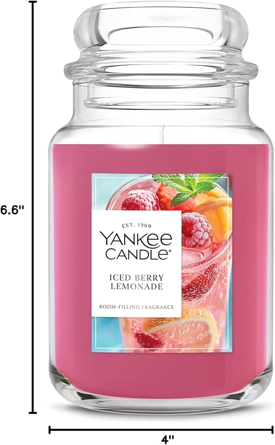 Yankee Candle Iced Berry Lemonade Scented Candle, 22oz Large Jar with up to 150 Hour Burn Time, Giftable