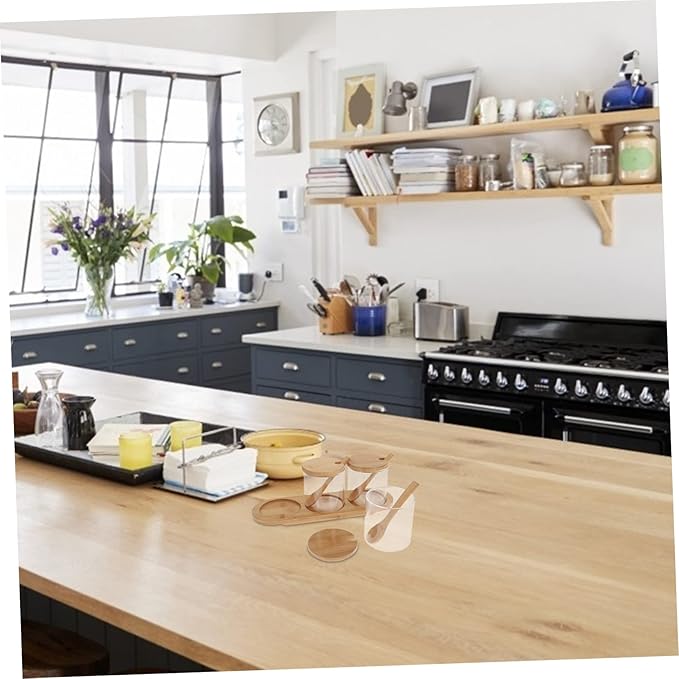 Condiment Containers Lids Glass Salt Jars Spice Containers for Kitchen Simple Practical Design
