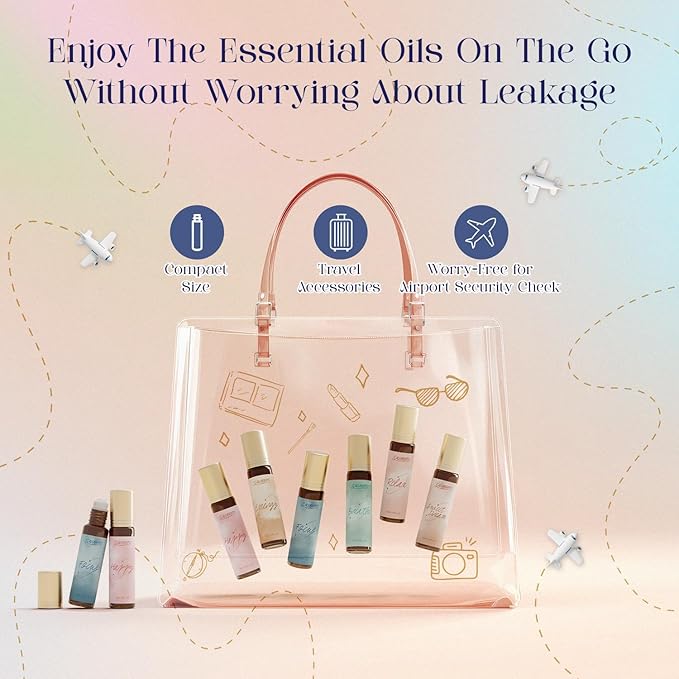 SALUBRITO Essential Oil Roll On Gift Set, Aromatherapy Oil with Roller Ball for Body Skin, Massage, Wellness Essential Oil Gift for Women and Men