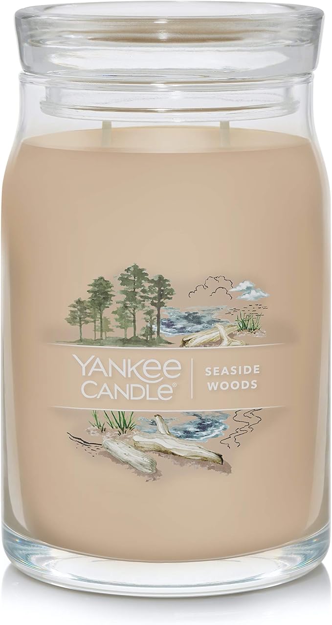 Yankee Candle Seaside Woods Scented Signature 20oz Large Jar 2-Wick Candle Over 60 Hours of Burn Time