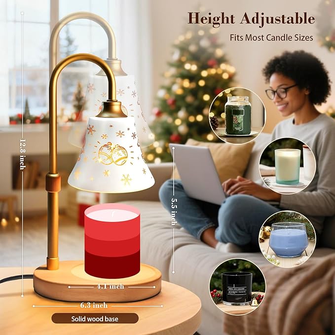 Candle Warmer Lamp with Timer Dimmer：Christmas Decorations Indoor, Birthday Gifts for Women Mom, Vintage Wax Melt Warmer for Jar Candles, Warming Gifts for Office, Dorm, Apartment & New Home Decor