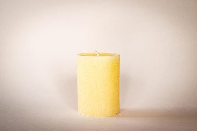 BeeTheLight Beeswax Pillar Candle - 100% Pure Bees Wax - Choose Your Size and Color - 54 Hour Burn Time - Fits 3x4 Holders - Unscented - Natural Light Honey Scent (Cloud White, Medium)