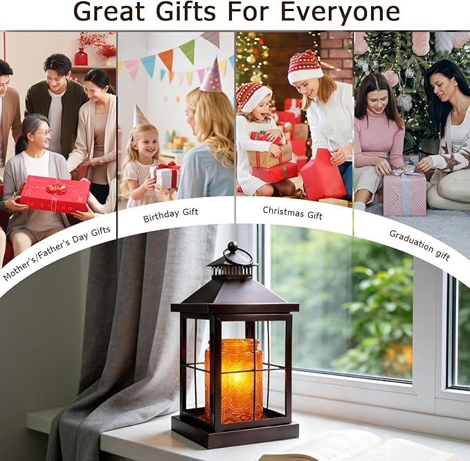 Candle Warmer Lamp with Timer,Compatible with 3 Wick Candles Jars,Vintage Candle Warmer Lantern Lamp,Dimmable Farmhouse Candle Lamp Warmer,Fully Enclosed and Hanging Up Designed-Coffee