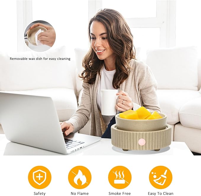 Wax Melt Warmer with 4 Timer & PTC Heating- Ceramic Fragrance 3-in-1 Oil Burner Electric Candle Wax Melter for Home Office Bedroom Fragrance, Home Décor and Gift Choice