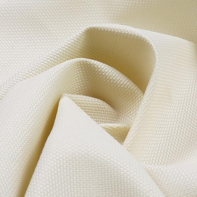 Soft Waterproof Canvas Fabric PU Backing, 600 Denier Ripstop UV Protection 18 x 60 Inch Canvas Cordura Fabric for Outdoor/Indoor, DIY Crafts, Bags, Awning, Marine, Furniture Cover(Ivory)