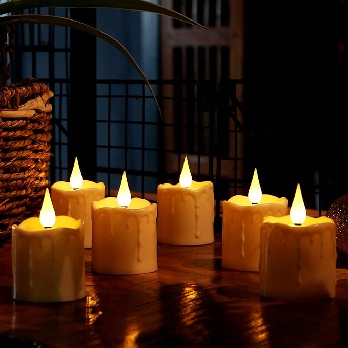 Rechargeable Flameless LED Votive Candles with Timer Remote - 2'' x 3'' Waterproof Flickering Tealights Candle - Battery Operated Pillar Candles for Wedding, Party and Holiday Decor - 6PCS