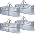 4 Pcs 176 Gallon Extra Large Moving Bags Heavy Duty Storage Bag with Strong Zipper Handle Foldable XXL Jumbo Storage Tote Packing Moving Box for College Dorm Travel Cloth Duffle (Silver)