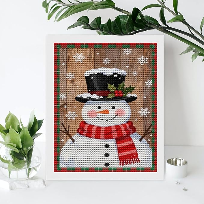 AIVKIEJK Diamond Painting Kits for Adults - Festive Snowman Red Scarf Painting DIY 5D Full Drill Diamond Dots Paintings with Diamonds Gem Art and Crafts Home Decor 16"x20"