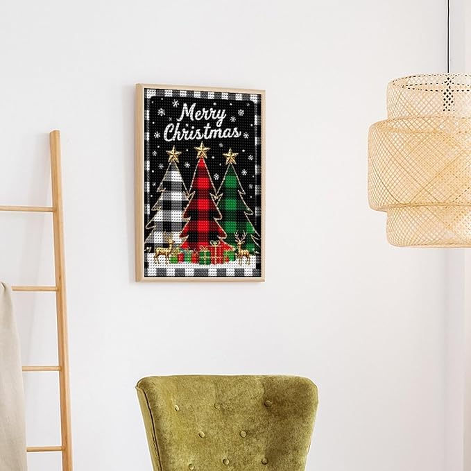 AIVKIEJK Diamond Painting Kits for Adults - Merry Christmas Tree Holiday Painting DIY 5D Full Drill Diamond Dots Paintings with Diamonds Gem Art and Crafts Home Decor 12"x16"