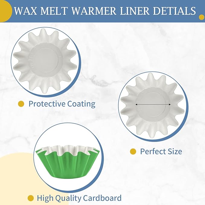 50 Pcs Wax Melt Liners, Wax Melt Warmer Liners, Leakproof & Reusable Wax Melt Cups for Wax Burner, Wax Melters, Candle Warmers, Scented Wax, Plug Warmers, Electric Wax Warmers, Green