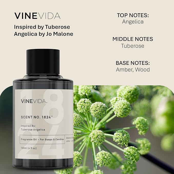 VINEVIDA [16oz] Tuberose Angelica Fragrance Oil for Candle Making - Natural Candle Oil Scents - Soap Making Essential Oil - Made in USA