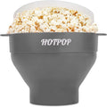 The Original Hotpop Microwave Popcorn Popper, Silicone Popcorn Maker, Collapsible Bowl BPA-Free and Dishwasher Safe- 20 Colors Available (Gray)
