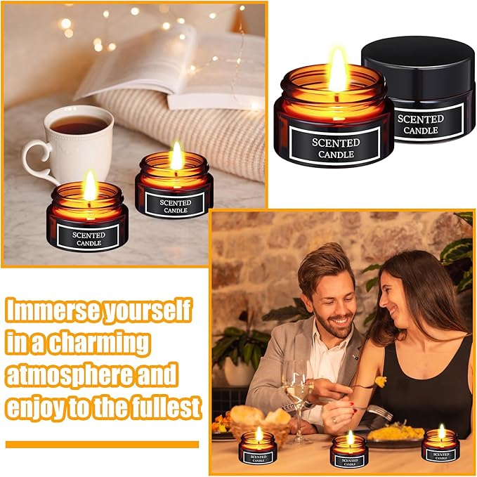 24 Pieces Mini Candles Scented Candle Soy Wax Candles Aromatherapy Candles for Women Mini Candles Party Favors 4 Scents Long Lasting Soy Candle for Wedding Birthday Gifts Travel Anniversary