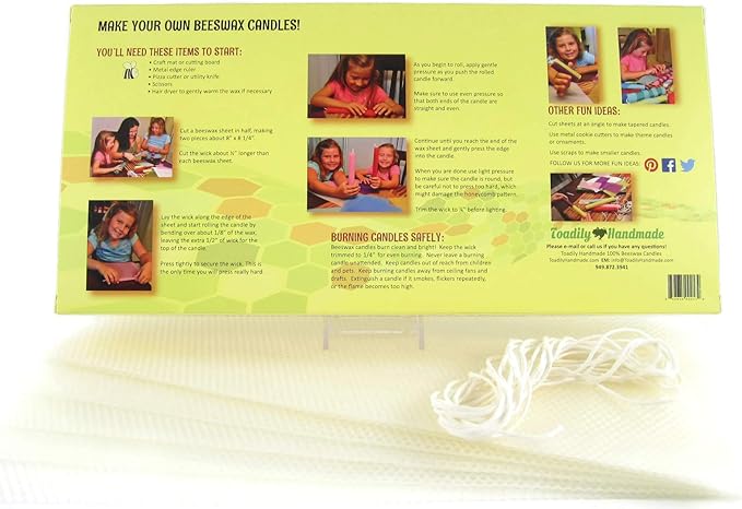 Make Your Own Beeswax Candle Starter Kit - Includes 5 Full Size 100% Beeswax Honeycomb Sheets in Ivory and Approx. 6 Yards of Cotton Wick. Each Sheet Measures Approx. 8" x 16 1/4".