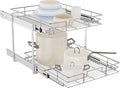 LOVMOR Individual Pull Out Cabinet Organizer, 2 Tier Slide Out Cabinet Drawers, Pots and Pans Organizer and Storage Pantry Shelf for Kitchen (22½" W x 21½" D)