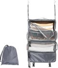 TABITORA Travel Luggage Organizer Hanging Packing Cubes Portable Hanging Shelves Carry on Closet for Suitcase with 2 Hooks,Collapsible(Gray,M)