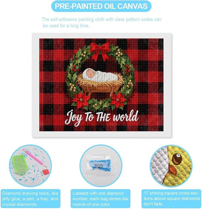 AIVKIEJK Diamond Painting Kits for Adults - Faith Christmas World Joy Painting DIY 5D Full Drill Diamond Dots Paintings with Diamonds Gem Art and Crafts Home Decor 12"x16"