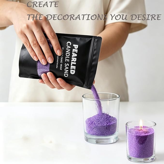 Pearled Candle Sand Wax Kit, Scented Purple Candle Sand with Wicks 1.1LB Candle Beads Sand Candles for DIY Candle Making Valentine's Day Gift Party, Wedding, Home Decor (Scented Lavender)