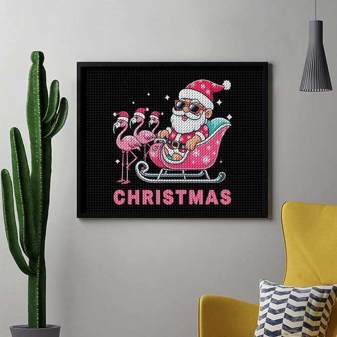 AIVKIEJK Diamond Painting Kits for Adults - Christmas Santa Flamingo Xmas Painting DIY 5D Full Drill Diamond Dots Paintings with Diamonds Gem Art and Crafts Home Decor 16"x20"