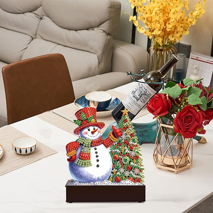 Diamond Painting Taper Candle Holders 12x11cm Candlestick Holders Centerpieces Candlestick Holders Candle Stick Holders for Home Decoration Party Housewarming Gifts Christmas Snowman
