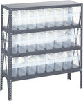 Quantum Storage Systems 1839-SB803CL Solid Heavy Duty 4 Shelves 24 STORE-MAX Clear Bins 39" H x 36" W x 18" D