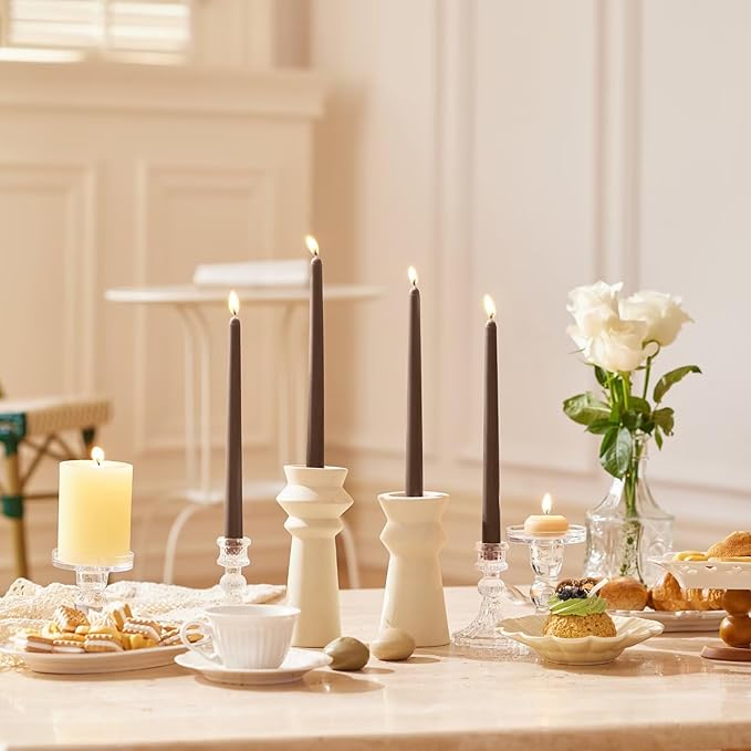 12-Inch Tall Dripless Taper Candles Set of 4 - Cocoa Brown Tapered Candles, Perfect for Spring - Smokeless, Unscented, Long Burning - Hand Poured, Colored Tall Candlesticks - Chocolates