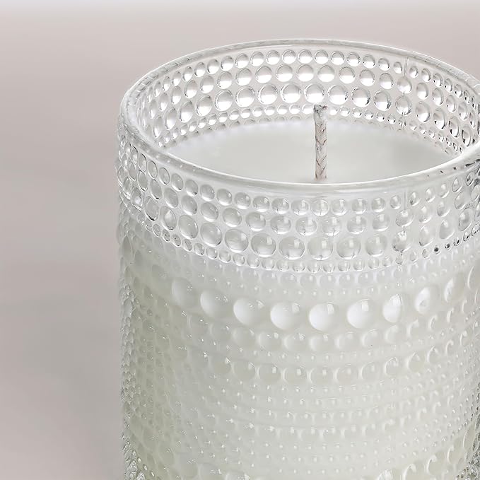 DEVI 14oz Large Clear Glass Candle Jars for Making Candles (6 Pack), Bulk Empty Glass Candle Jars with Bamboo Lids, Bulk Empty Glass Containers, Candle Vessels for Candle Making Supplies, Home Decor
