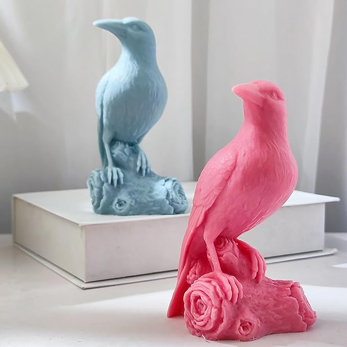Crow Raven Cylinder Candle & Resin Mold - Resin Casting Silicone Molds for Home Decor & Candle Making Wave Spiral Mold