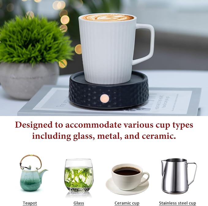 Electric Large Candle Warmer Plate - Ceramic Candle Wax Warmers for Jar Candles, Coffee Mug Warmer, Cup Warmers for Home Office, Aromatherapy Fragrance and Heating Beverage (Black Honeycomb)